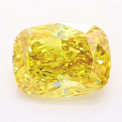 2.01 carat fancy vivid yellow cushion lab grown diamond VS2 clarity