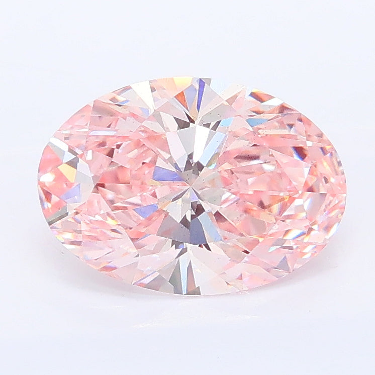 2.05 carat fancy intense pink oval lab grown diamond VS2 clarity