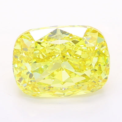 4.01 carat fancy vivid yellow cushion lab grown diamond VS1 clarity