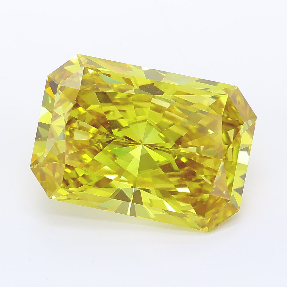 7.03 carat fancy vivid brownish yellow radiant lab grown diamond VVS2 clarity