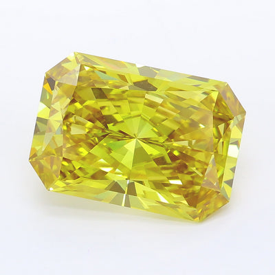 7.03 carat fancy vivid brownish yellow radiant lab grown diamond VVS2 clarity