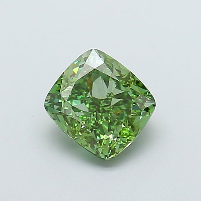 2.03 carat fancy vivid green cushion lab grown diamond VVS2 clarity