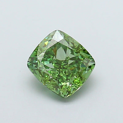 2.03 carat fancy vivid green cushion lab grown diamond VVS2 clarity