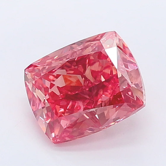 1.01 carat fancy vivid pink cushion lab grown diamond VVS1 clarity