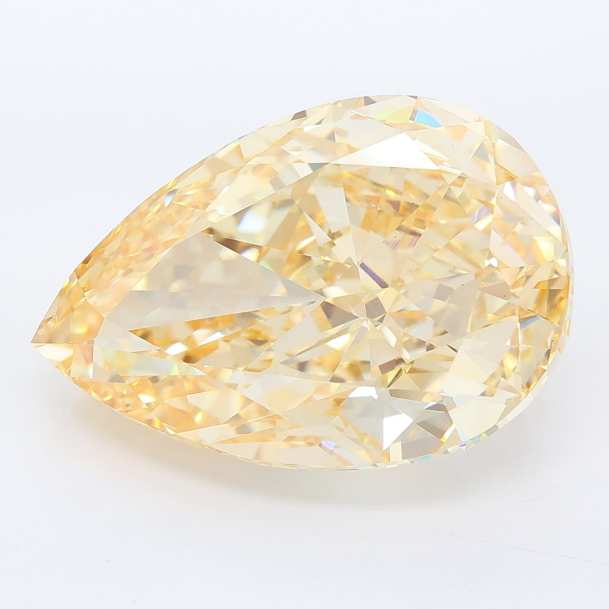15.41 carat fancy light yellow pear lab grown diamond VS1 clarity
