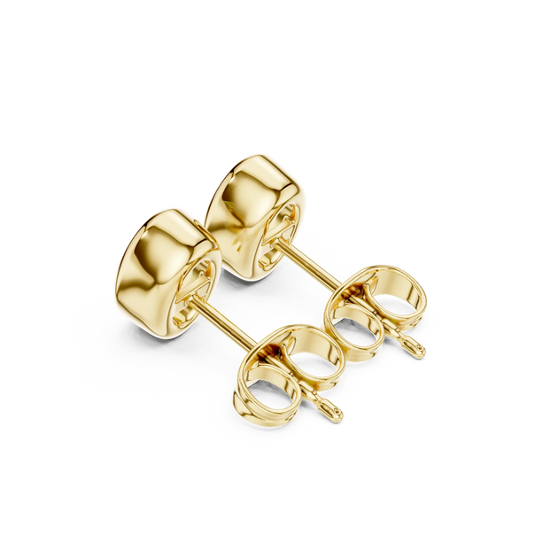 Back-View: Oval Diamond Studs with Prong Setting in 14k Yellow Gold - Lab Grown - Driona Jewels