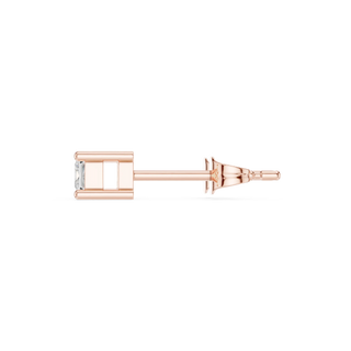 Side-Profile: Princess Diamond Stud with Bezel Setting in 14k Rose Gold - Lab Grown - Driona Jewels