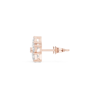 Side-Profile: Round Diamond Stud with Halo Setting in 14k Rose Gold - Lab Grown - Driona Jewels