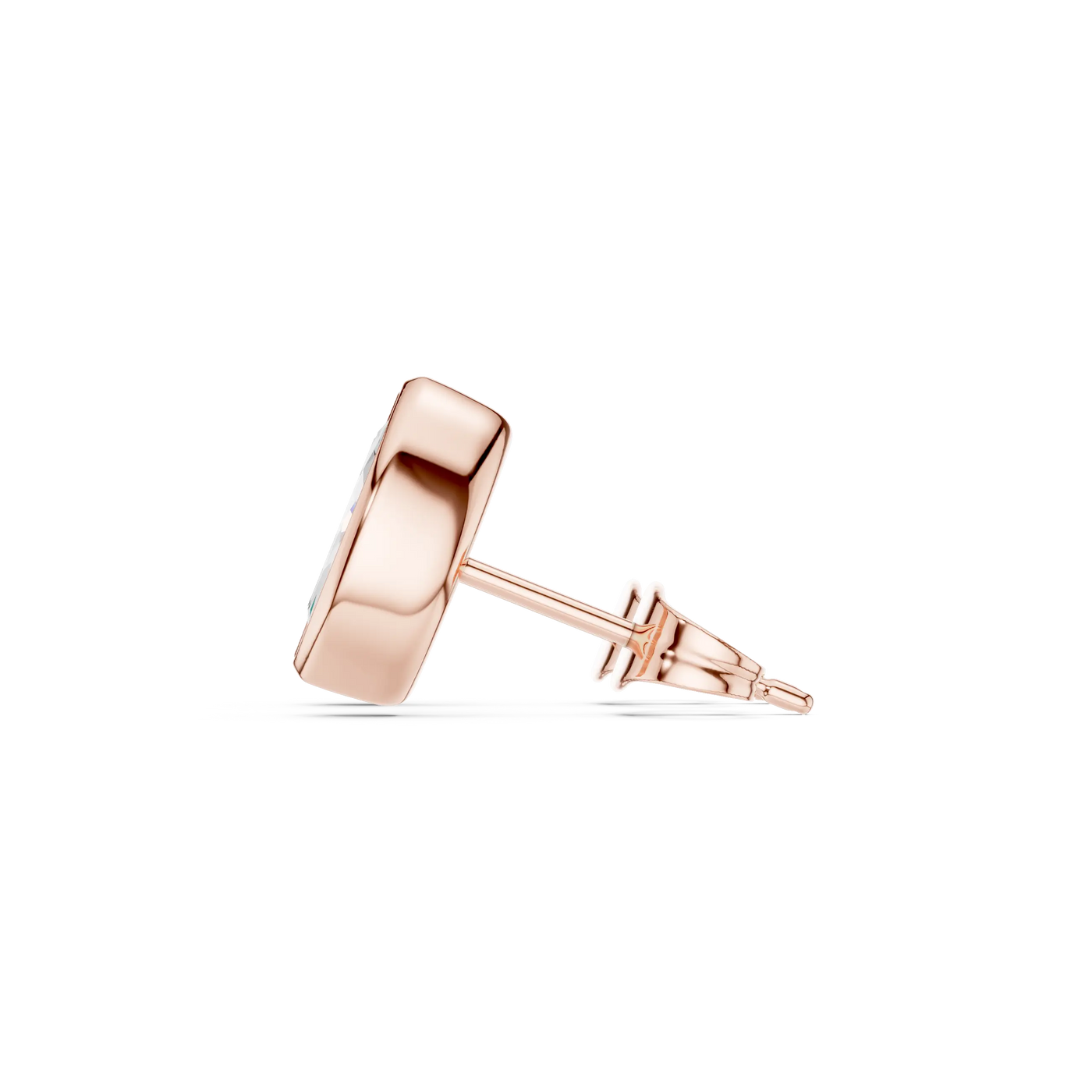 Side-Profile: Round Diamond Stud with Post Setting in 14k Rose Gold - Lab Grown - Driona Jewels