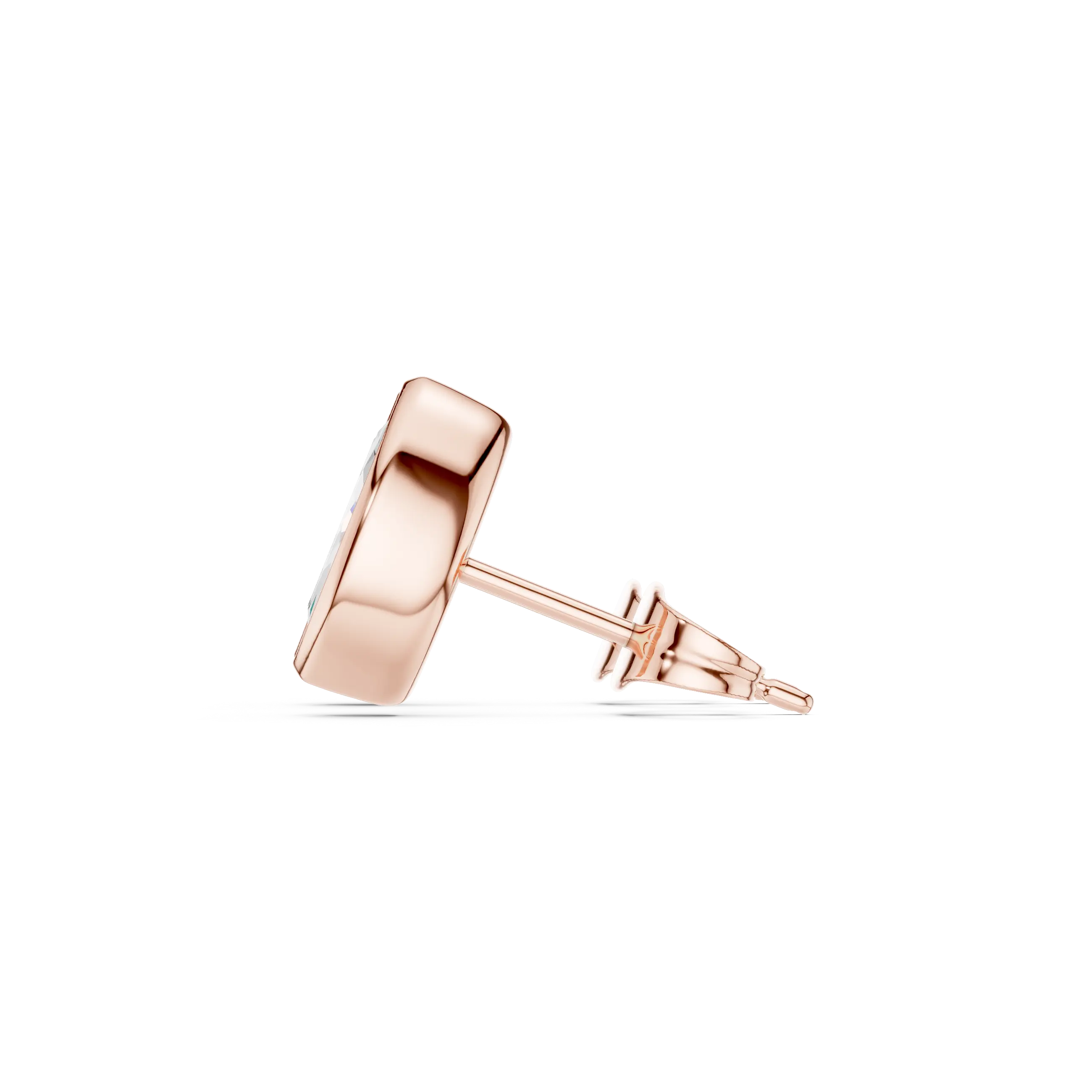 Side-Profile: Round Diamond Stud with Post Setting in 14k Rose Gold - Lab Grown - Driona Jewels