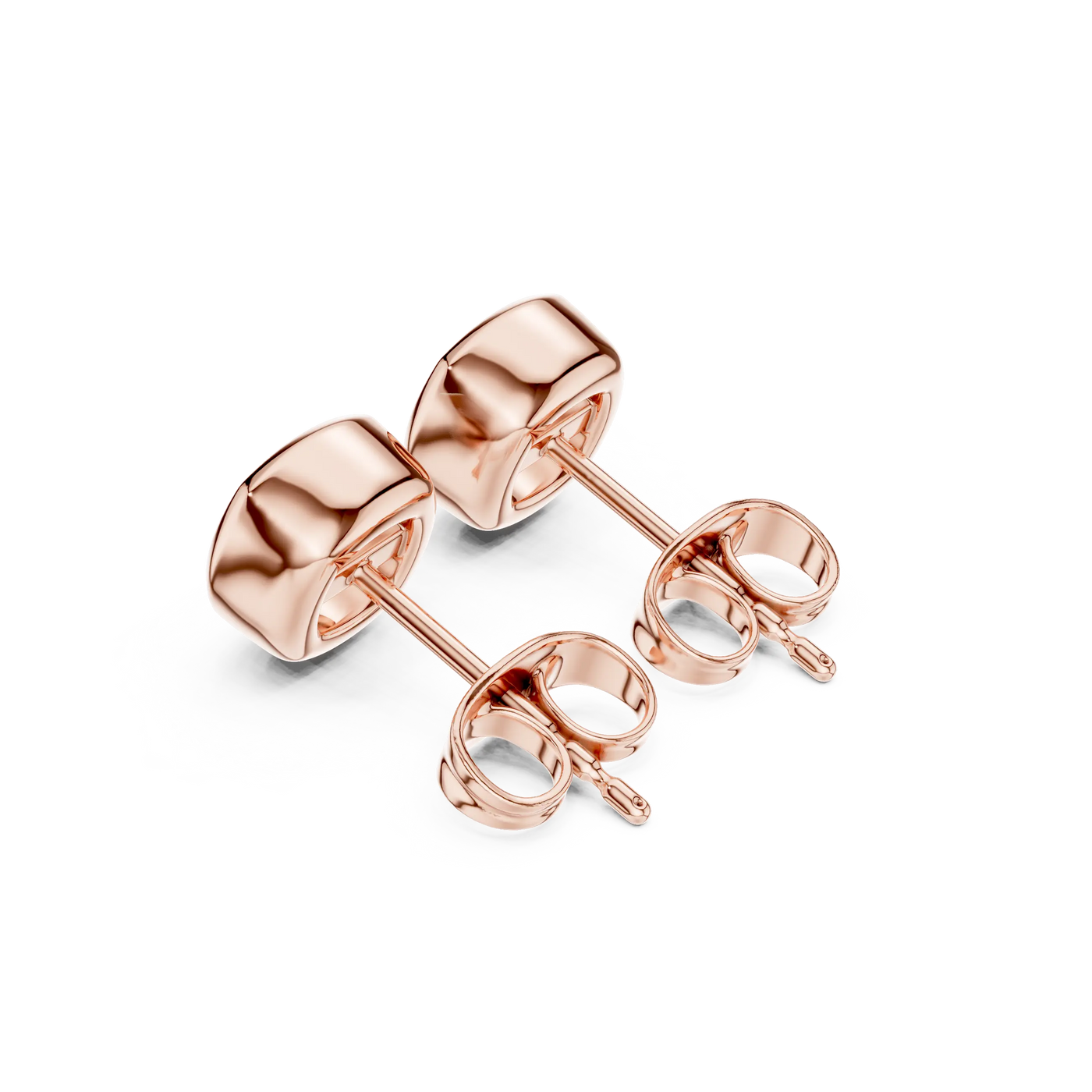 Back-View: Round Diamond Studs with Prong Setting in 14k Rose Gold - Lab Grown - Driona Jewels