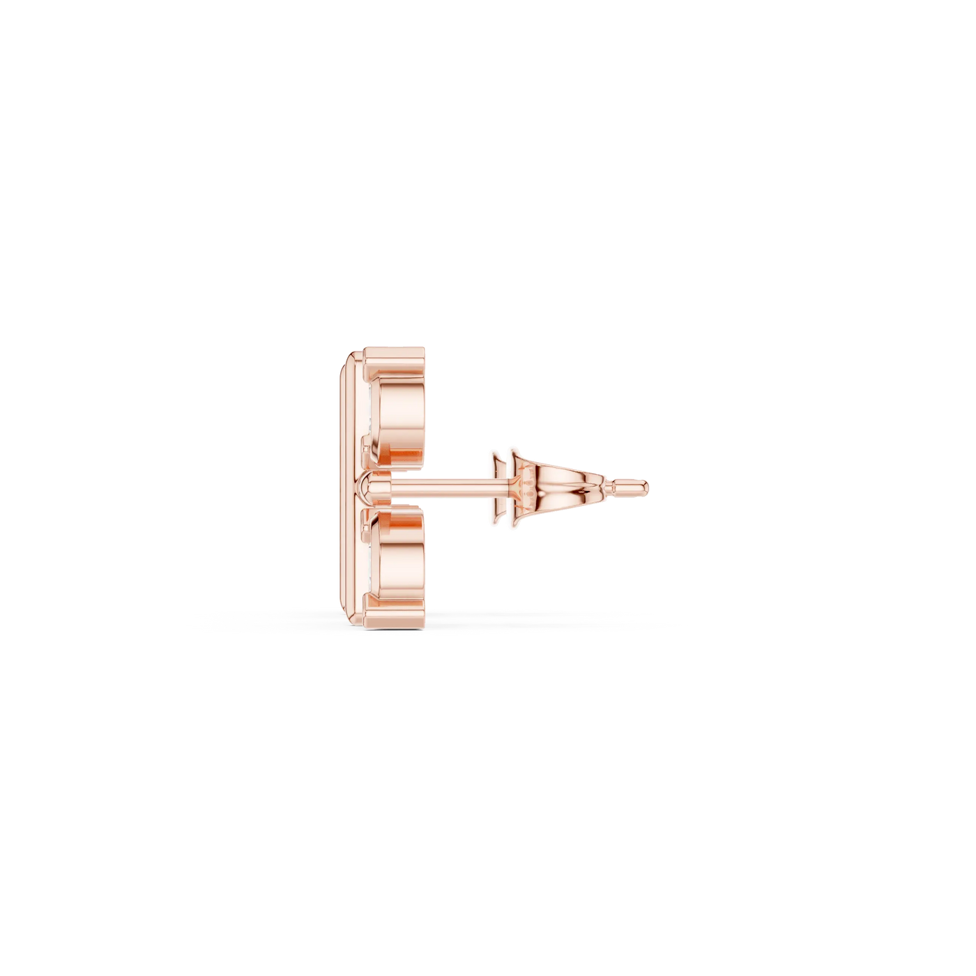 Side-Profile: Round Diamond Stud with Prong Setting in 14k Rose Gold - Lab Grown - Driona Jewels