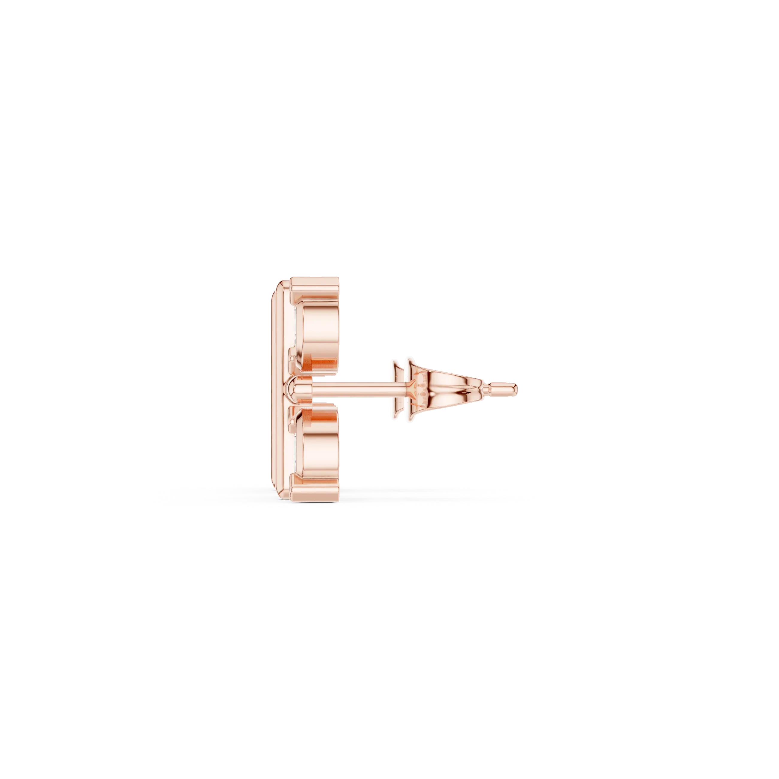 Side-Profile: Round Diamond Stud with Prong Setting in 14k Rose Gold - Lab Grown - Driona Jewels