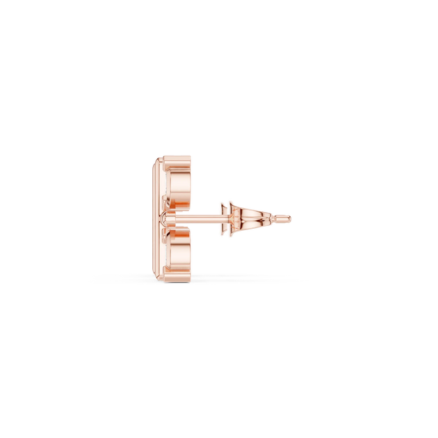 Side-Profile: Round Diamond Stud with Prong Setting in 14k Rose Gold - Lab Grown - Driona Jewels