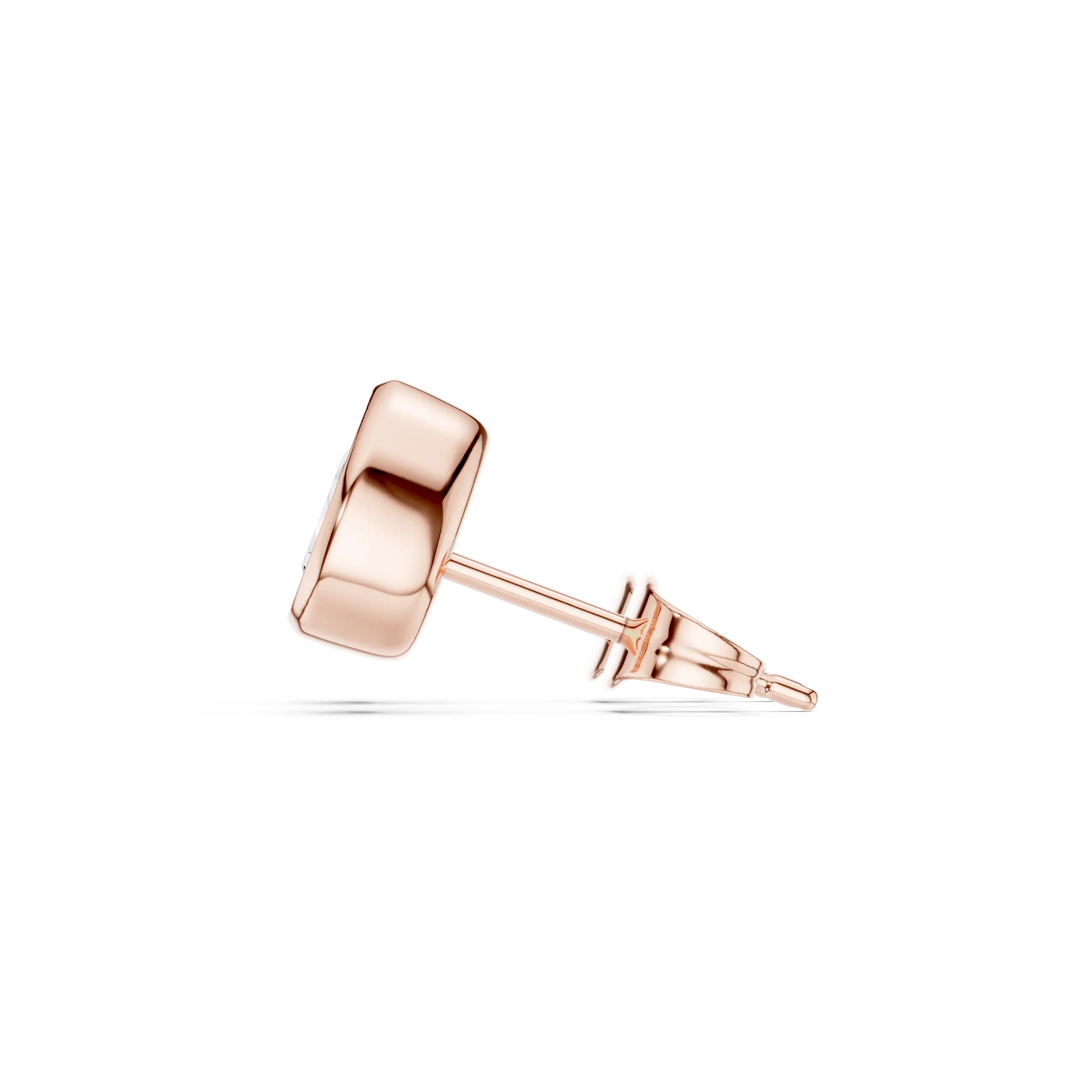 Side-Profile: Round Diamond Stud with Prong Setting in 14k Rose Gold - Lab Grown - Driona Jewels