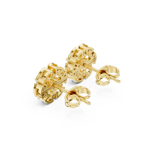 Back View: Round Diamond Studs with Prong Setting in 14k Yellow Gold - Lab Grown - Driona Jewels