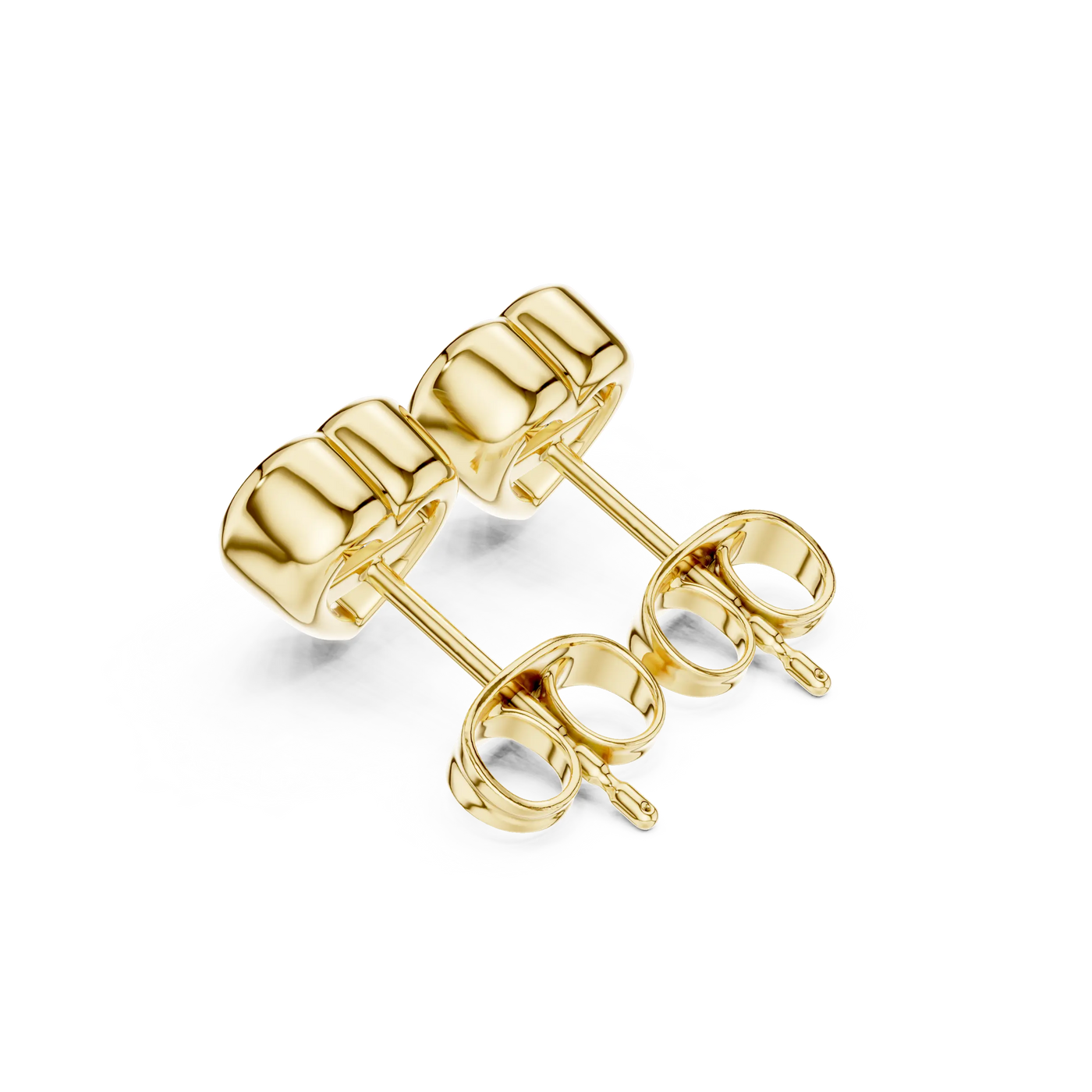 Pair Shot: Round Diamond Studs with Prong Setting in 14k Yellow Gold - Lab Grown - Driona Jewels