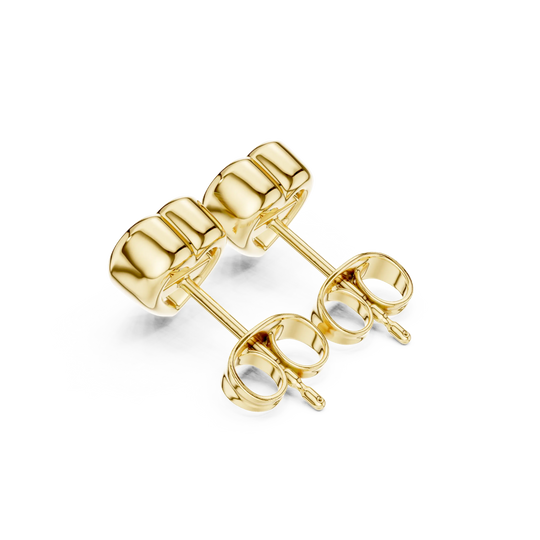 Pair Shot: Round Diamond Studs with Prong Setting in 14k Yellow Gold - Lab Grown - Driona Jewels