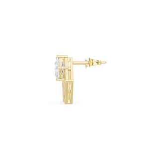 Side-Profile: Round Diamond Stud with Prong Setting in 14k Yellow Gold - Lab Grown - Driona Jewels