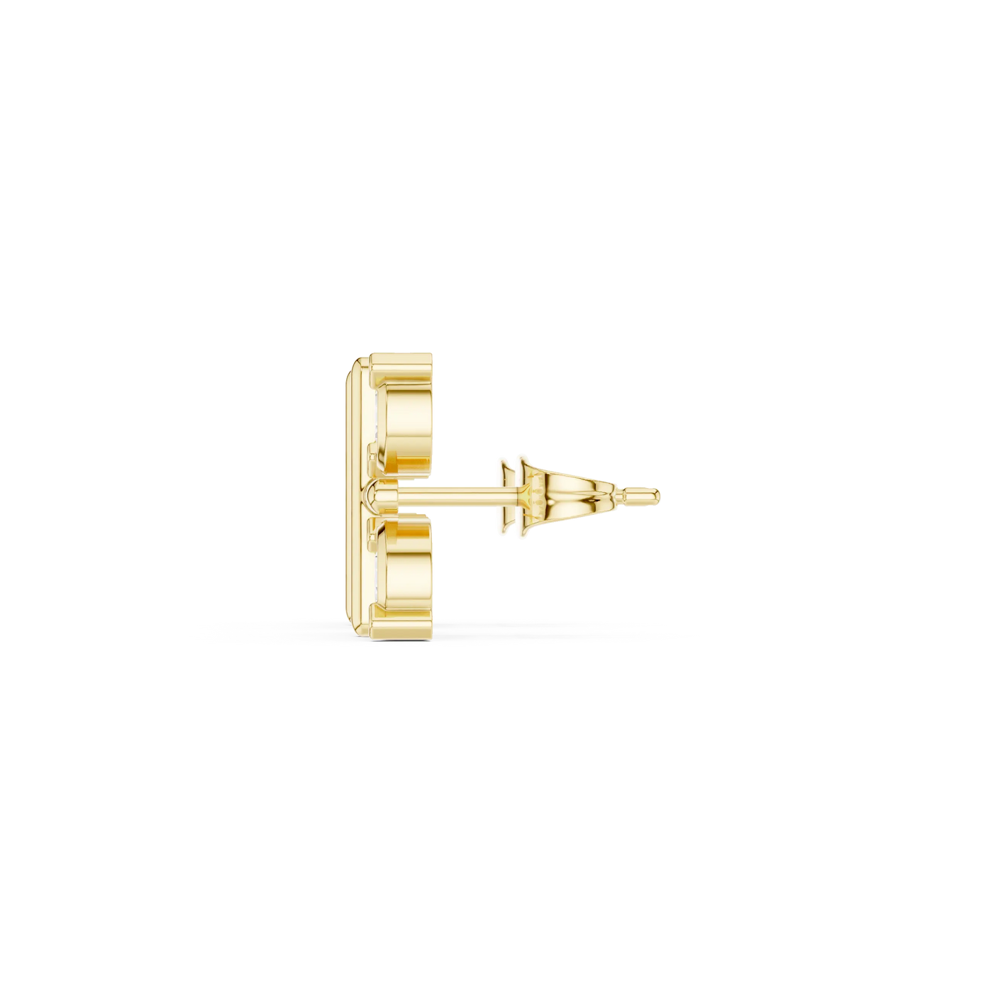 Side-Profile: Round Diamond Stud with Prong Setting in 14k Yellow Gold - Lab Grown - Driona Jewels