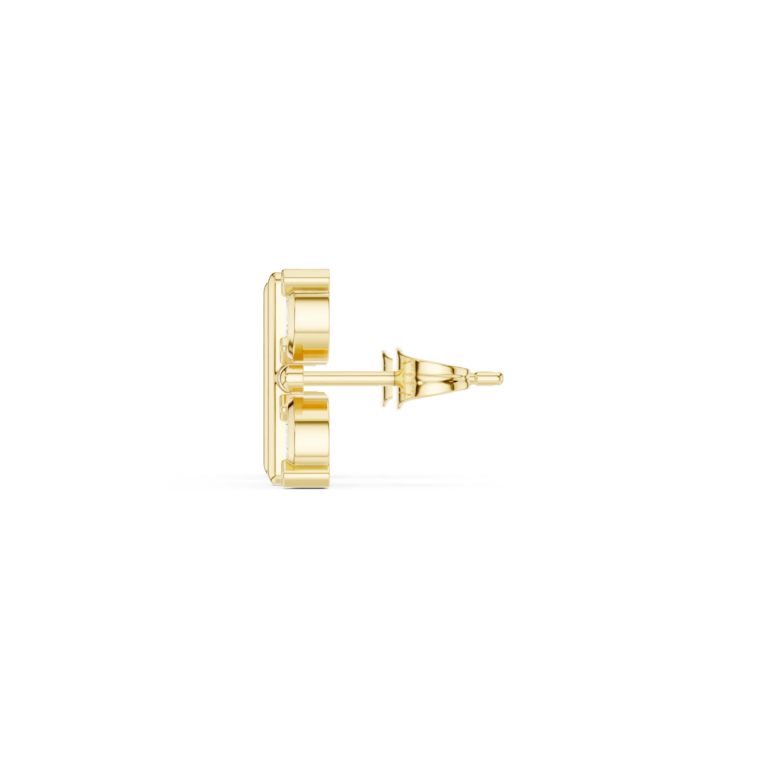 Side-Profile: Round Diamond Stud with Prong Setting in 14k Yellow Gold - Lab Grown - Driona Jewels