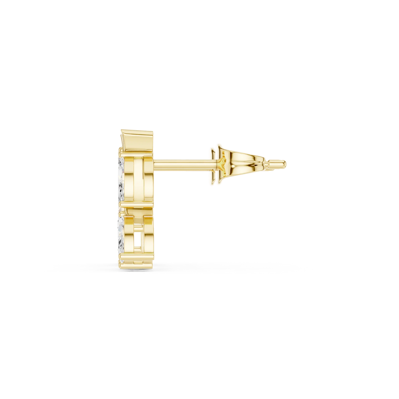 Side-Profile: Round Diamond Stud with Prong Setting in 14k Yellow Gold - Lab Grown - Driona Jewels