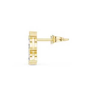 Side-Profile: Round Diamond Stud with Prong Setting in 14k Yellow Gold - Lab Grown - Driona Jewels