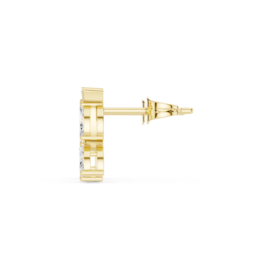 Side-Profile: Round Diamond Stud with Prong Setting in 14k Yellow Gold - Lab Grown - Driona Jewels