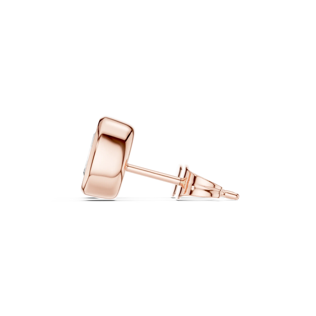 Side-Profile: Square Diamond Studs with Prong Setting in 14k Rose Gold - Lab Grown - Driona Jewels