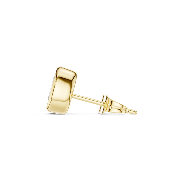 Side-Profile: Square Diamond Stud with Prong Setting in 14k Yellow Gold - Lab Grown - Driona Jewels
