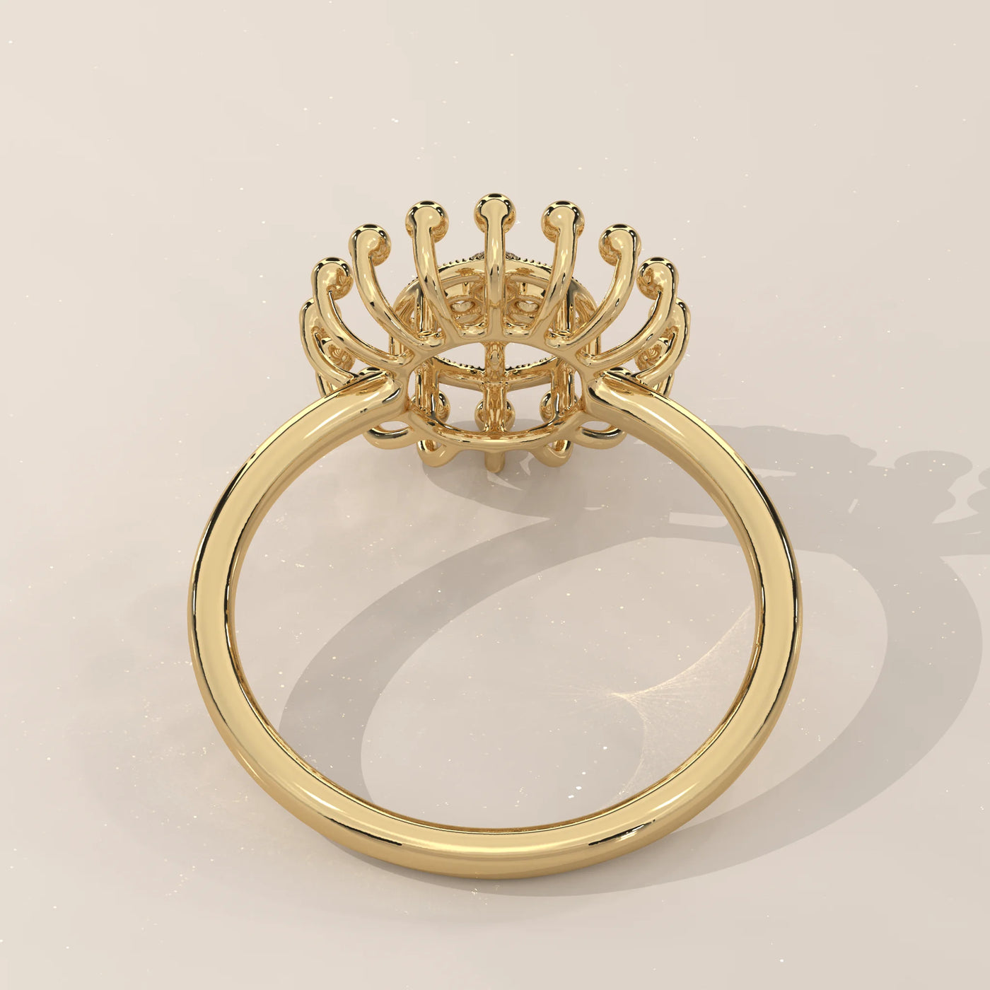 Top View: Round Diamond Statement Ring with Prong Setting in Yellow Gold – Lab Grown – Driona Jewels