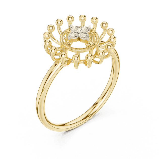 Driona Jewels Sunburst Diamond Ring | Gold Celestial Cluster Statement