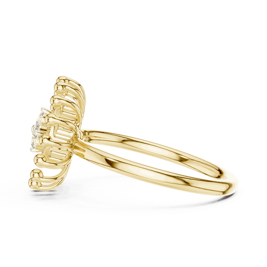 Driona Jewels Sunburst Diamond Ring | Gold Celestial Cluster Statement