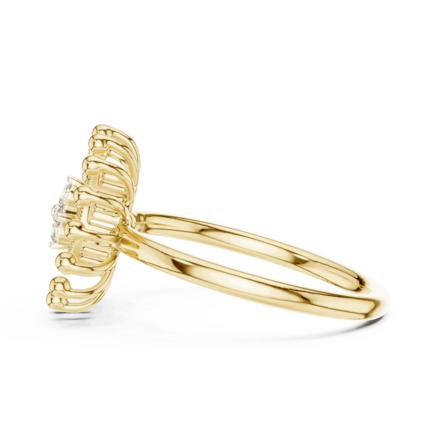Driona Jewels Sunburst Diamond Ring | Gold Celestial Cluster Statement
