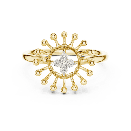 Driona Jewels Sunburst Diamond Ring | Gold Celestial Cluster Statement
