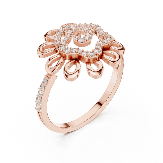 Driona Jewels Floral Swirl Diamond Ring | 14k Gold Open Petal Jewelry