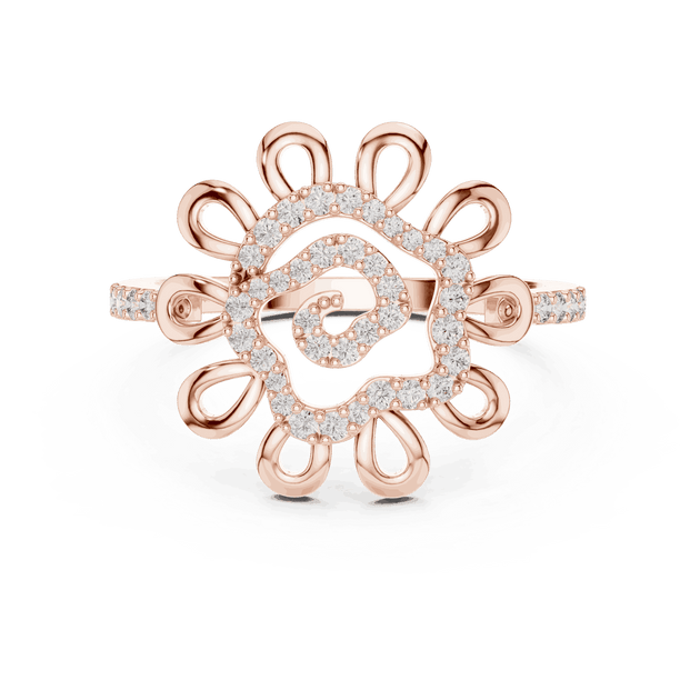Driona Jewels Floral Swirl Diamond Ring | 14k Gold Open Petal Jewelry