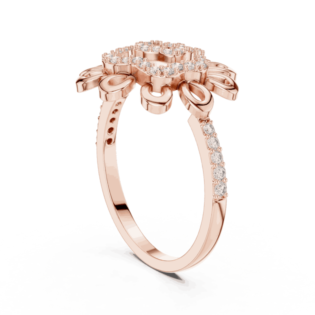 Driona Jewels Floral Swirl Diamond Ring | 14k Gold Open Petal Jewelry