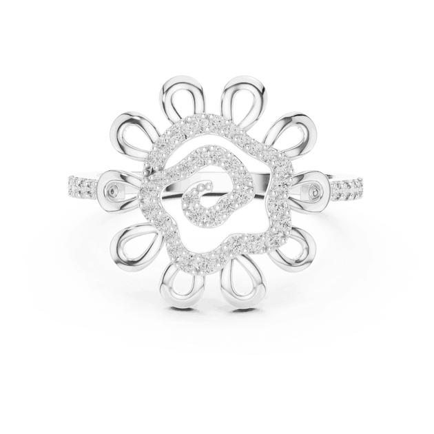 Driona Jewels Floral Swirl Diamond Ring | 14k Gold Open Petal Jewelry