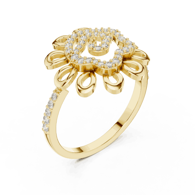 Driona Jewels Floral Swirl Diamond Ring | 14k Gold Open Petal Jewelry
