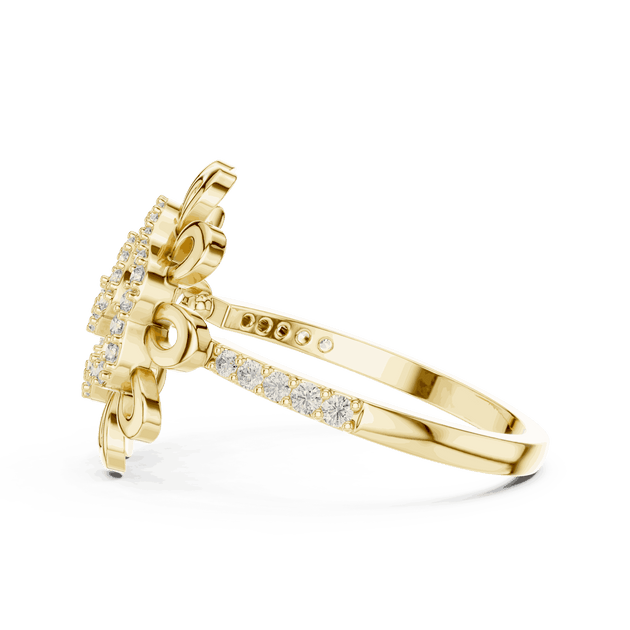 Driona Jewels Floral Swirl Diamond Ring | 14k Gold Open Petal Jewelry