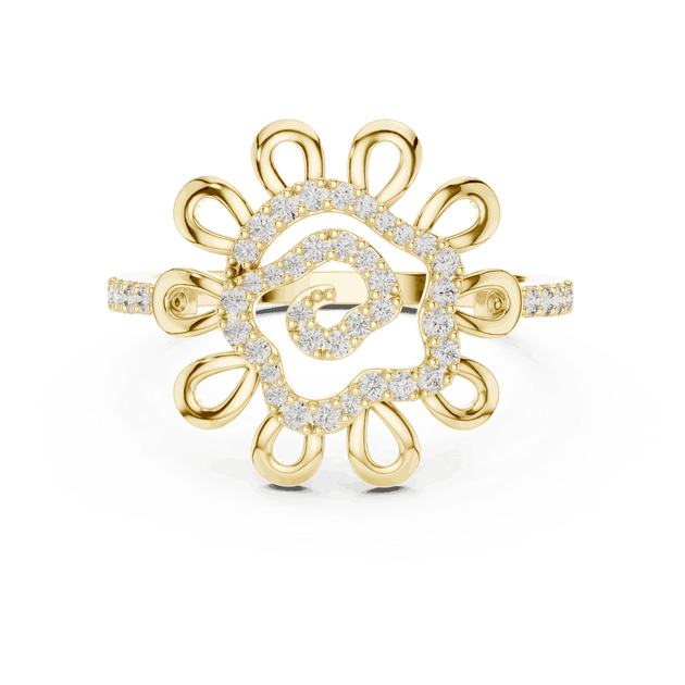 Driona Jewels Floral Swirl Diamond Ring | 14k Gold Open Petal Jewelry