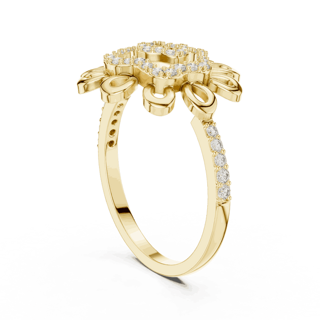 Driona Jewels Floral Swirl Diamond Ring | 14k Gold Open Petal Jewelry