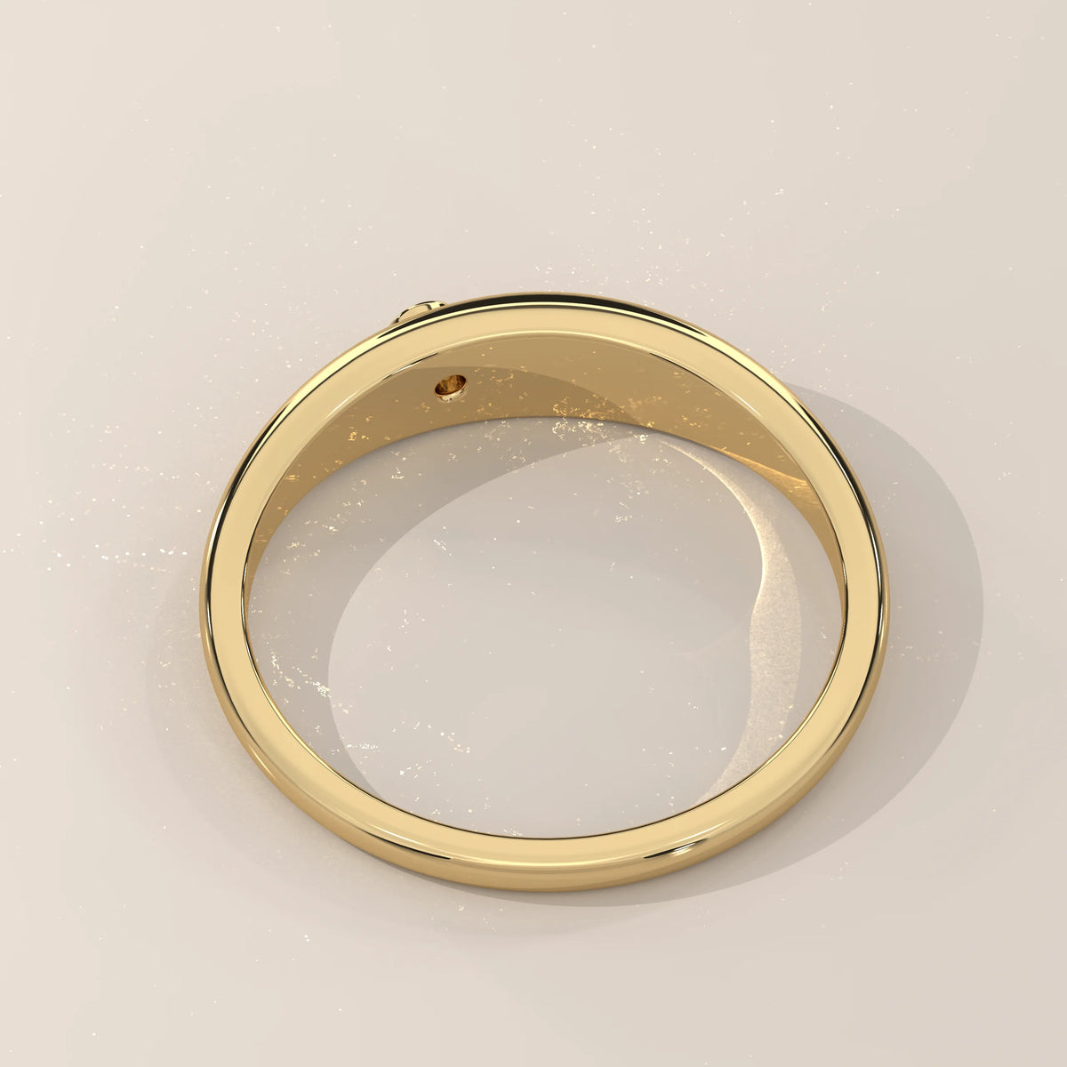 Tapered Dome Gold Band with One Flush Set Round Diamond in yellow gold, shown from the side.