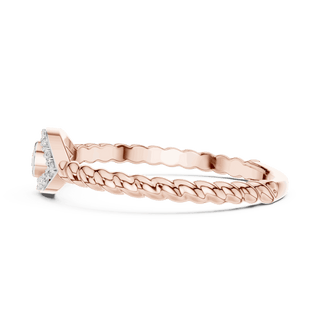 14K Rose Gold Diamond Ring featuring Teardrop Bezel Rope style with Polished finish for women - Perfect Everyday & Gifting Wear - Side View