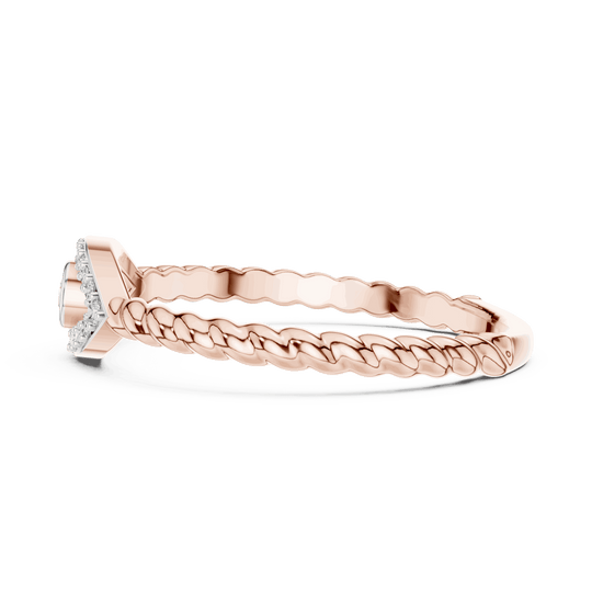 14K Rose Gold Diamond Ring featuring Teardrop Bezel Rope style with Polished finish for women - Perfect Everyday & Gifting Wear - Side View