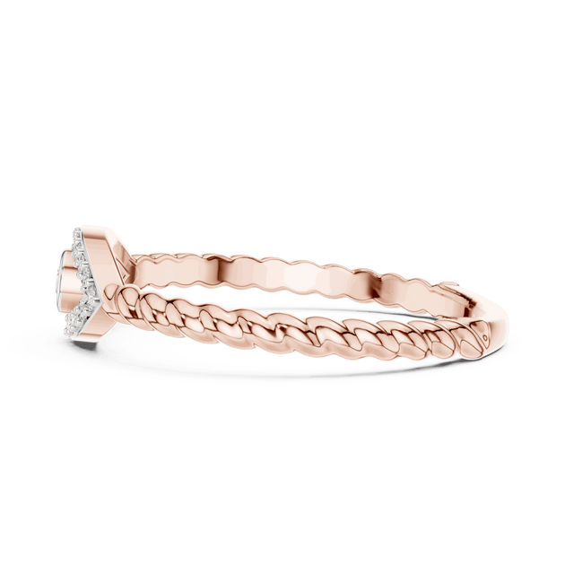 14K Rose Gold Diamond Ring featuring Teardrop Bezel Rope style with Polished finish for women - Perfect Everyday & Gifting Wear - Side View