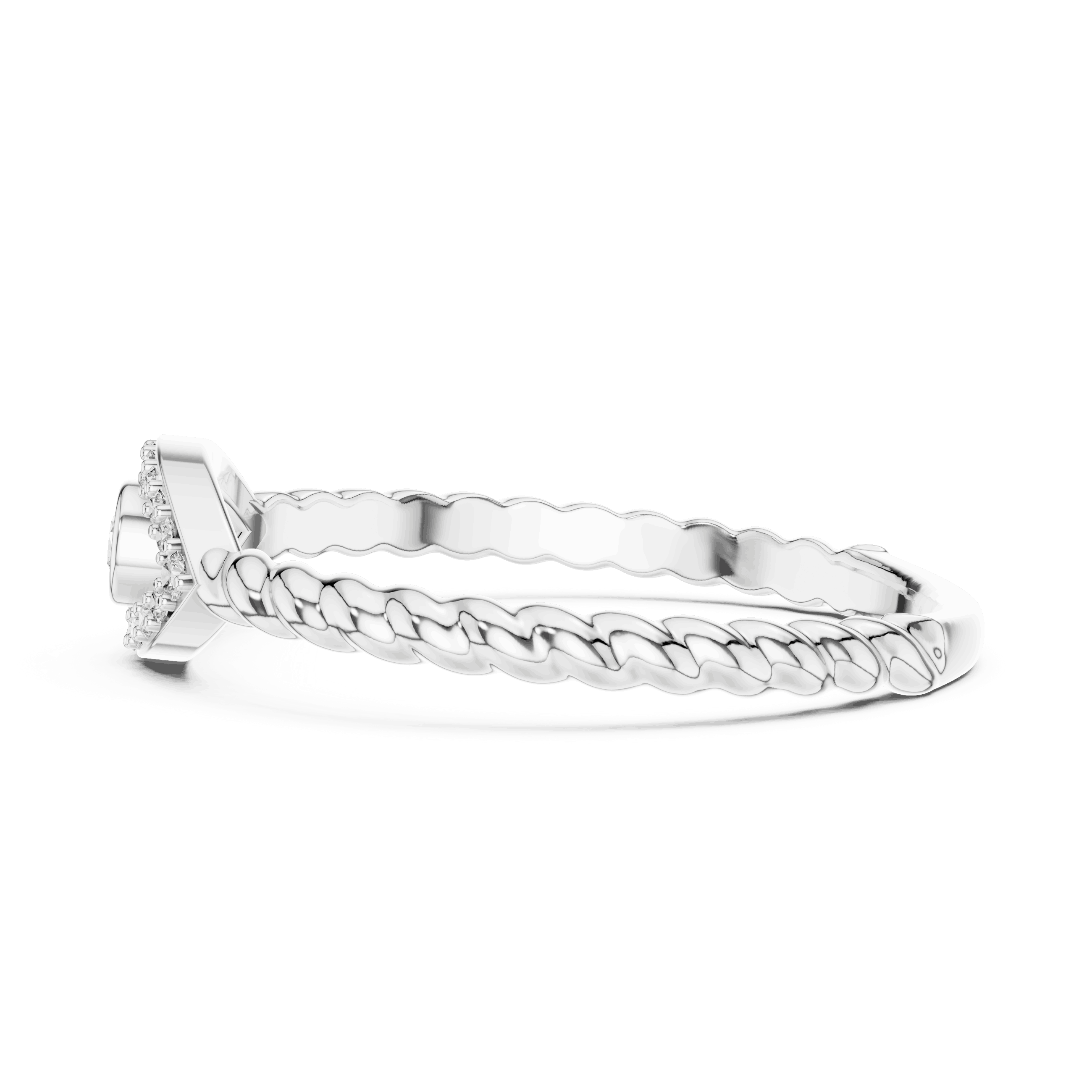 14K White Gold Diamond Ring featuring Teardrop Bezel Rope style with Polished finish for women - Perfect Everyday & Gifting Wear - Side View