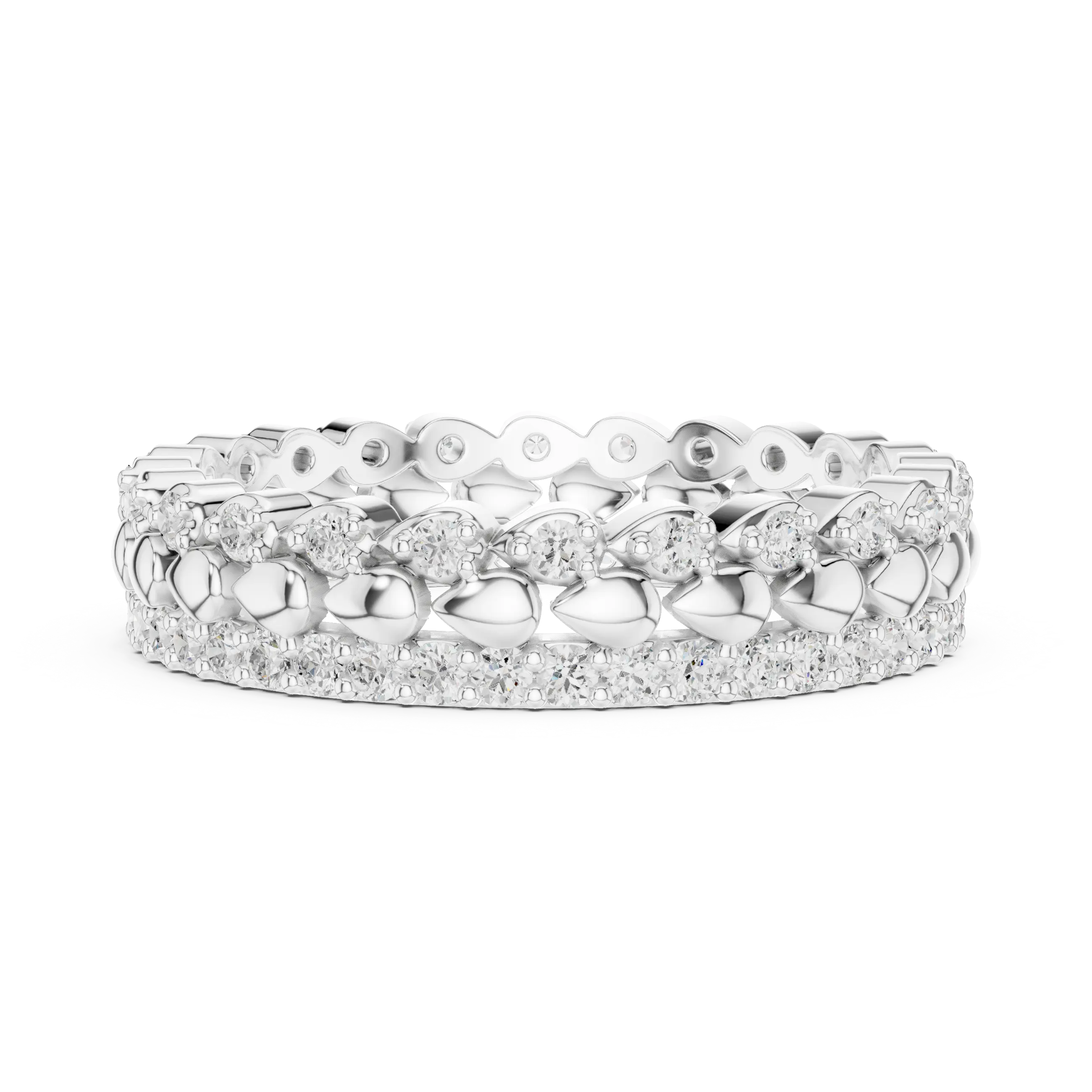 Top View: Round Cut Diamond Tennis Bracelet with Pave Setting in 14k White Gold - Lab Grown - Driona Jewels