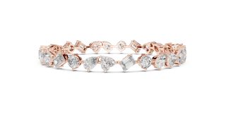Front View: Round & Baguette Cut Diamond Tennis Bracelet with Prong Setting in 14k Rose Gold - Lab Grown - Driona Jewels
